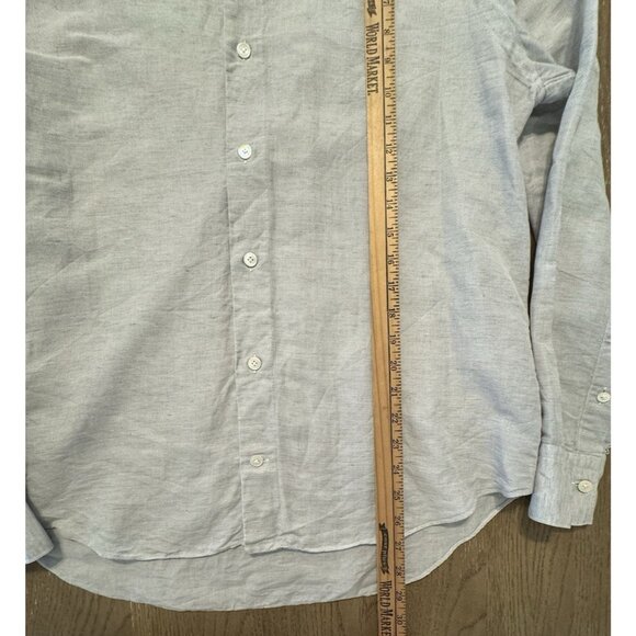 Eleventy Platinum Men Large Gray Linen Cotton Blend Italy Button Down Shirt - Picture 4 of 13